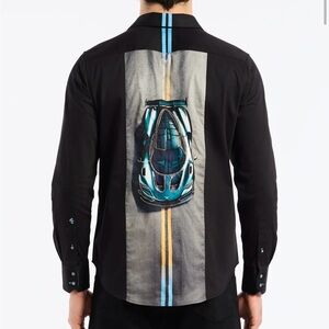 Robert Graham Long-Sleeve Ride the Line Shirt with Blue Car Graphic
